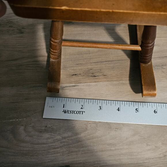 Vintage Wood Mini Rocking Chair 90s Cottage Decor Doll Chair Plant Holder Rustic - Picture 15 of 16